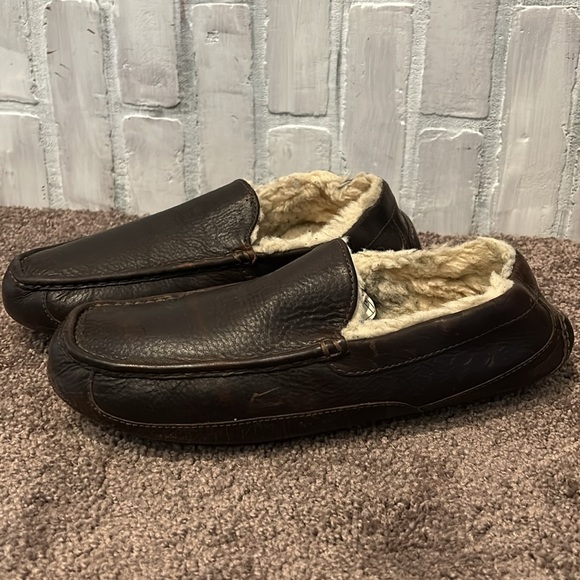UGG Ascot Leather Men\'s Casual Comfort Slipper Loafers dark brown main image 9